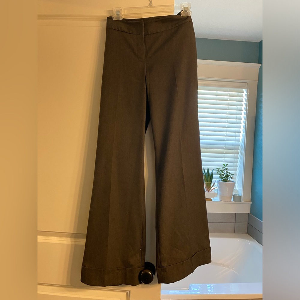 Semantiks Dark brown wide leg cuff trousers
